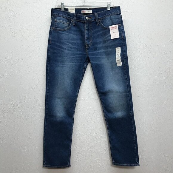 Signature Levis Strauss Jeans Mens 32x30 Slim Fit Blue Stretch Denim Super Flex - Picture 1 of 12